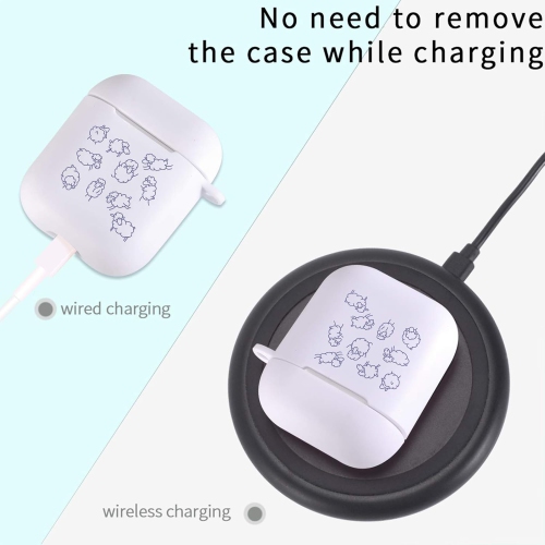 Cute Sheep Case for AirPods 2&1 with Keychain,(White) Animals Design Protective Soft TPU Cover Compatible