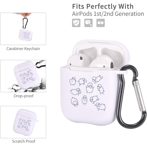 Cute Sheep Case for AirPods 2&1 with Keychain,(White) Animals Design Protective Soft TPU Cover Compatible