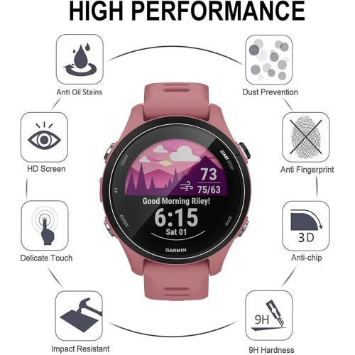 Screen Protector for Garmin Forerunner 255s/255s Music, 3 Pack 9H Hardness [Anti-Scratch] Tempered Gl