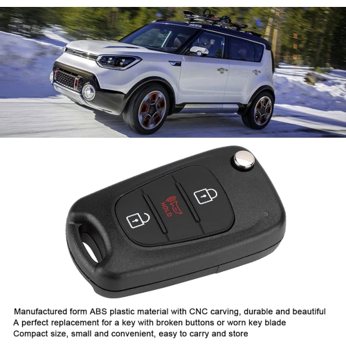 Key Fob Case, 3 Button Car Remote Flip Key Fob Case Protective Cover Shell Replacement for KIA Soul 2012 2013 key