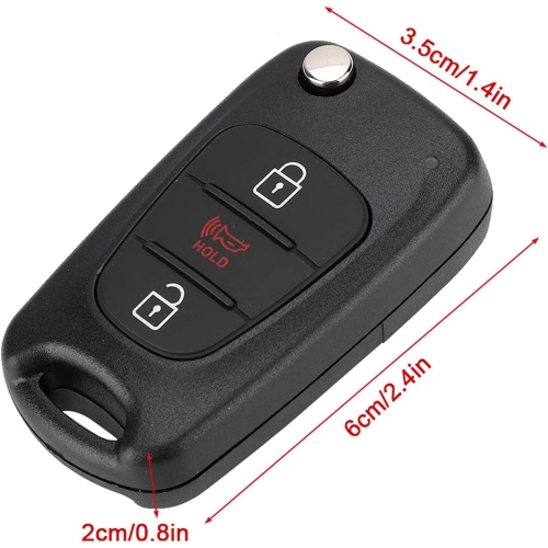 Key Fob Case, 3 Button Car Remote Flip Key Fob Case Protective Cover Shell Replacement for KIA Soul 2012 2013 key