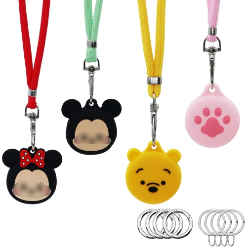 Ensemble de 4 collier pour porte-étiquette AirTag pour enfant, accessoires pour étui GPS Cartoon avec longueur réglable, doux