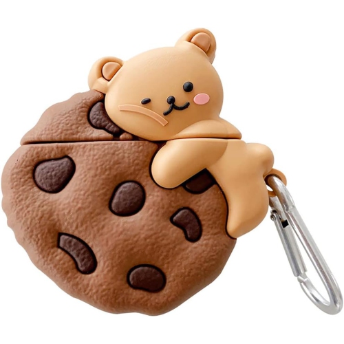 for Airpods 2/1 Case,Cute 3D Cartoon Cookie Bear AirPods 2 2nd Generation Cover Kawaii Soft Silicone Protective