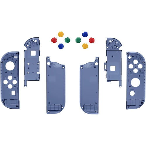 Clear Deep Ocean Blue Joycon Handheld Controller Housing with Colorful Buttons, DIY Replacement Shell Case