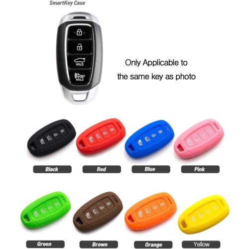 4 Button Silicone fob Remote Smart Key Case Protector Cover Accessories Compatible with Hyundai 2018 2019