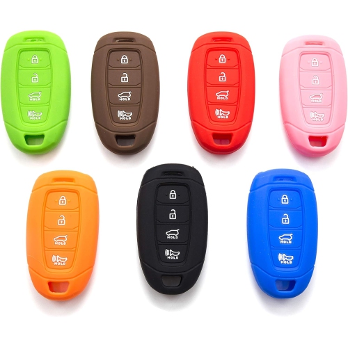 4 Button Silicone fob Remote Smart Key Case Protector Cover Accessories Compatible with Hyundai 2018 2019