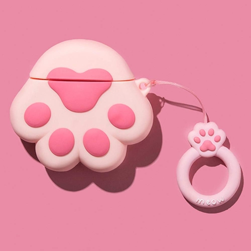 Compatible with Cat Paw AirPods Case 1/2, Kids Teens Girls Women Protective Silicone Skin for AirPod Case Cat Paw, Pink