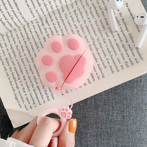Compatible with Cat Paw AirPods Case 1/2, Kids Teens Girls Women Protective Silicone Skin for AirPod Case Cat Paw, Pink