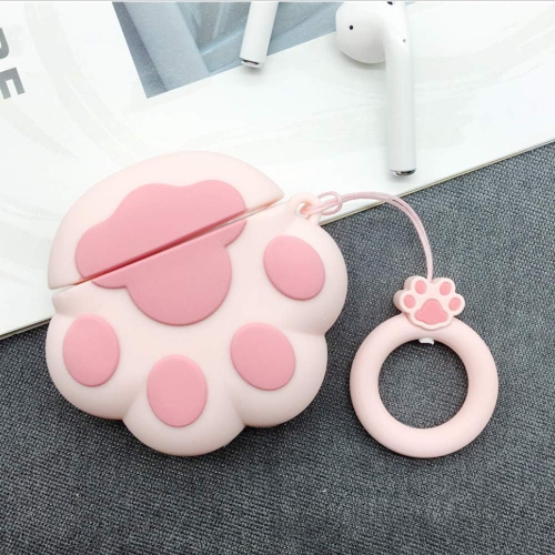 Compatible with Cat Paw AirPods Case 1/2, Kids Teens Girls Women Protective Silicone Skin for AirPod Case Cat Paw, Pink