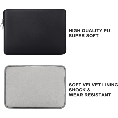 RAINYEAR 15 Inch Laptop Sleeve Soft PU Leather Case Protective Water Resistant Cover Padded Carrying Computer Bag
