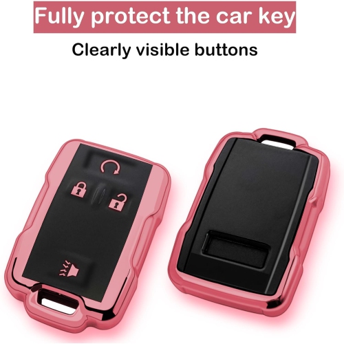 Fit for Chevrolet key fob cover case with keychain,Soft TPU key Shell/skin,4-Buttons Fit for GMC chevy