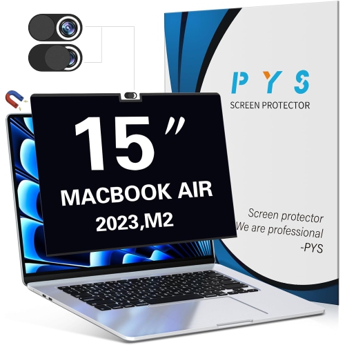 PYS  Magnetic Macbook Air 15 Inch Privacy Screen (2024/2023, M3/m2) - Laptop Privacy Filter With Camera Cover Slide