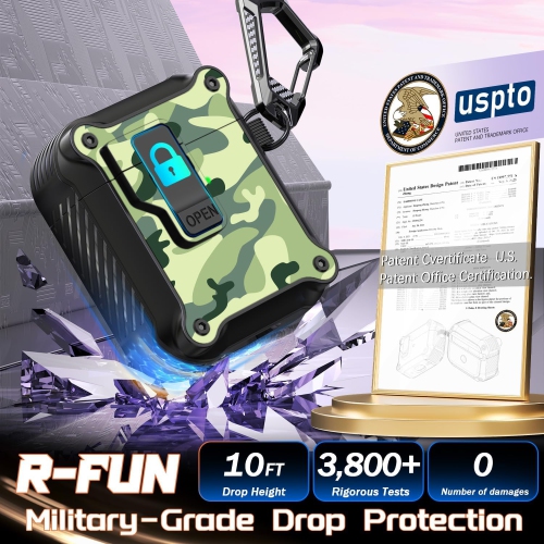 for AirPods 2nd Generation 2019,1st Gen 2016 Charging Case Cover, Full Drop Protection Auto Pop-Up Lid Design