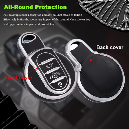 Couvercle de porte-clés à 3 boutons compatible avec BMW Mini Cooper F55 Clubman F54 Hatch F56 Cabrio F57 Countryman Cooper S