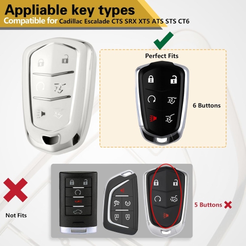 for Cadillac Key Fob Cover with Luxury Diamond Bling Braided Rope Keychain, Upgraded Soft Key Case