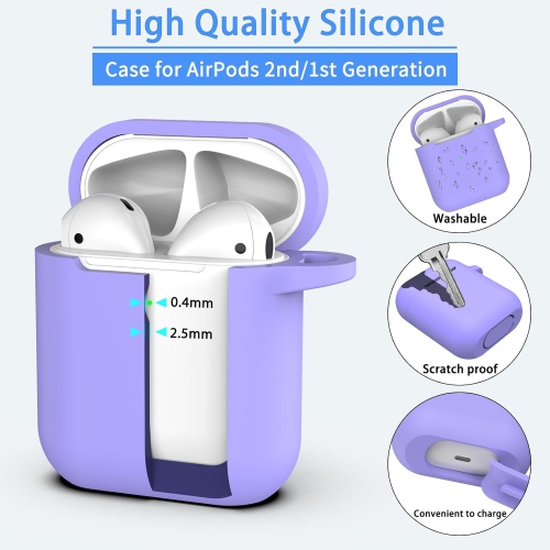 for AirPods Case Cover, Military Grade Anti-Fall Soft Silicone Shock-Absorbing Protective for AirPods 2&1