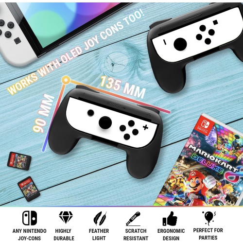 Prises compatibles avec les manettes Joy-Con pour Nintendo Switch pour un confort accru - Paquet double avec prise latérale universelle