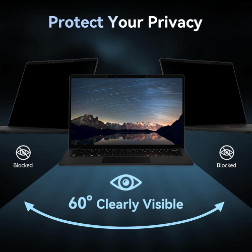 Magnetic Laptop Privacy Screen 14 inch,16:9 Aspect Removable Anti Glare Protector Blue Light Privacy Screen
