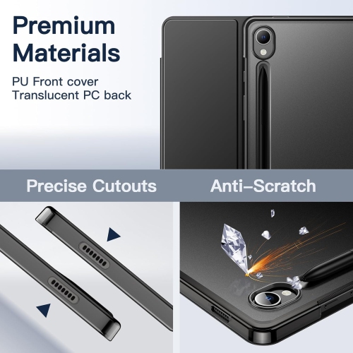 Case for Samsung Galaxy Tab S9 11-Inch, Translucent Back Tri-Fold Stand Protective Tablet Cover, Support S Pen