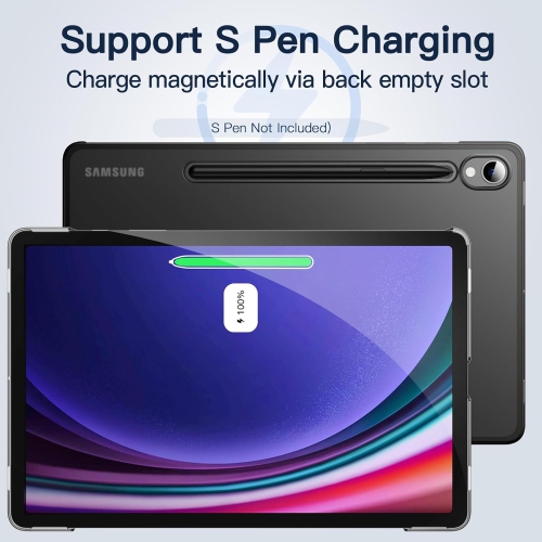 Case for Samsung Galaxy Tab S9 11-Inch, Translucent Back Tri-Fold Stand Protective Tablet Cover, Support S Pen