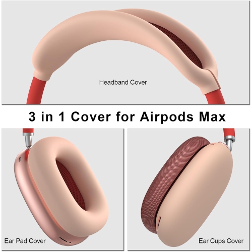 Étui pour AirPods Max, étui pour coussinets d'oreilles/couvre-oreillettes/couvre-tête pour écouteurs AirPods Max, silicone souple
