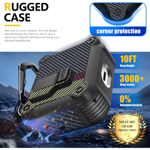 for Airpods 3rd Generation Case with Secure Lock , Full Body Shockproof Hard Shell Protective, AirPods 3