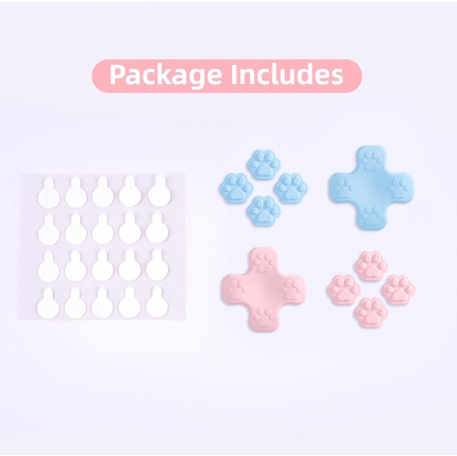 Silicone Cat Paw Button Caps Set - Compatible with Nintendo Switch/O Joy-Con, Pink & Blue
