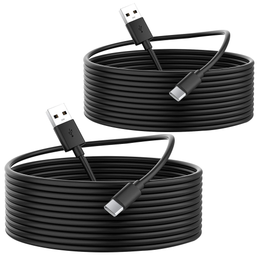 2 Pack 16.4Ft/5M Long USB C Cable, Durable USB A to USB C Charging and Data Sync Cord, Power Extension Cable for Any
