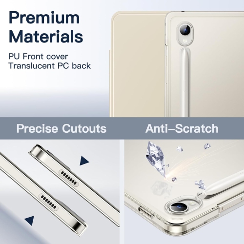 Case for Samsung Galaxy Tab S9 11-Inch, Translucent Back Tri-Fold Stand Protective Tablet Cover, Support S Pen