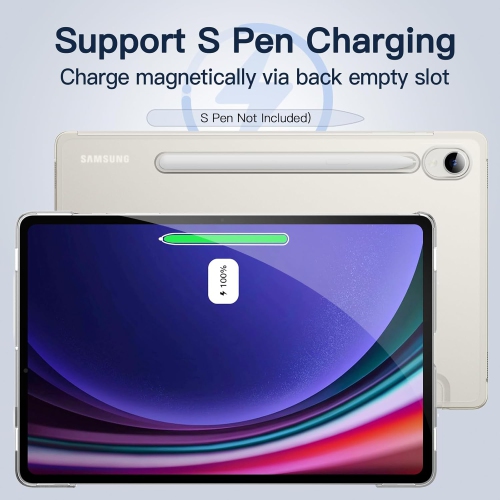 Case for Samsung Galaxy Tab S9 11-Inch, Translucent Back Tri-Fold Stand Protective Tablet Cover, Support S Pen