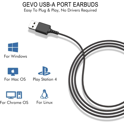 USB Earbuds with rophone for PC, USB Gaming Earbuds for PC Laptop Desktop Notebook PS5 PS4, Noise Cancelling