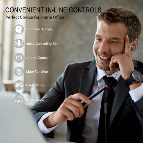 USB Earbuds with rophone for PC, USB Gaming Earbuds for PC Laptop Desktop Notebook PS5 PS4, Noise Cancelling