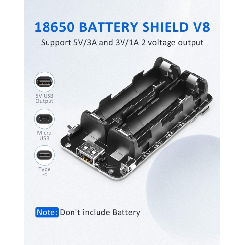 1865O y Holder Double Li-ion V8 y Shield ro USB 5V/3A 3V/1A Power Bank y Charging Module