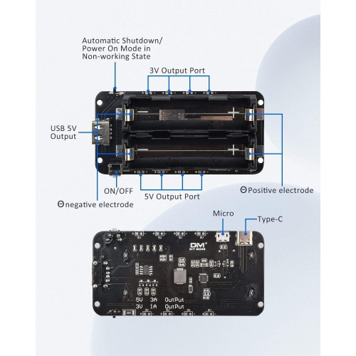 1865O y Holder Double Li-ion V8 y Shield ro USB 5V/3A 3V/1A Power Bank y Charging Module