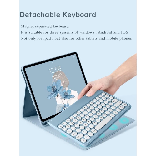 Keyboard Case Compatible with iPad Pro 11 inch 4th 3rd 2nd 1st Generation Keyboard Case Cute Round Key Color Keyboard