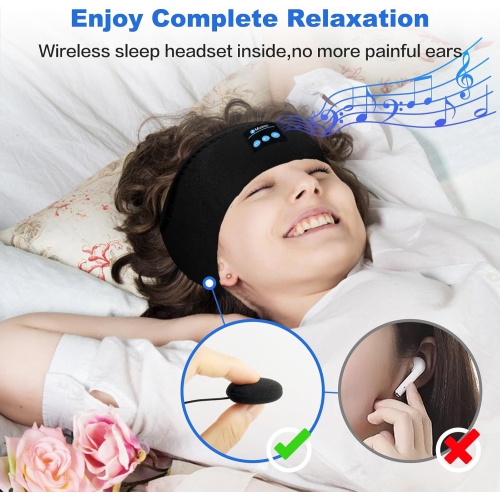 Casque d'écoute Sleep Headphones Bluetooth Sports Head - Tête de sommeil Bluetooth 5,2 avec stéréo HD ultramince
