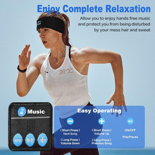 Casque d'écoute Sleep Headphones Bluetooth Sports Head - Tête de sommeil Bluetooth 5,2 avec stéréo HD ultramince