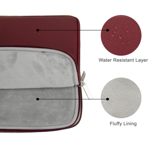 Housse pour portable de 15&nbsp;po RAINYEAR Étui souple en cuir PU protecteur Housse résistante à l'eau Sac de transport rembourré pour ordinateur