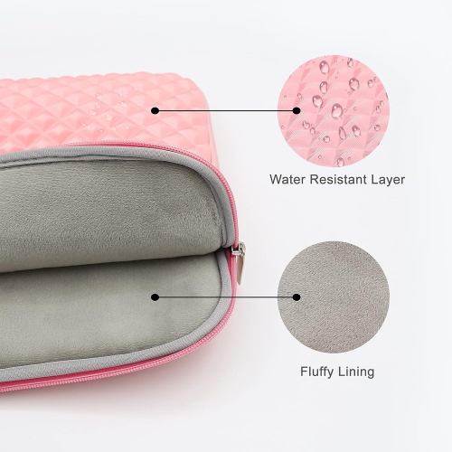 RAINYEAR 16 Inch Laptop Sleeve Diamond Foam Shock Resistant Padded Protective Case Fluffy Lining Zipper Cover Carrying