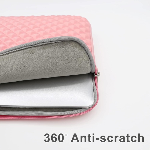 RAINYEAR 16 Inch Laptop Sleeve Diamond Foam Shock Resistant Padded Protective Case Fluffy Lining Zipper Cover Carrying