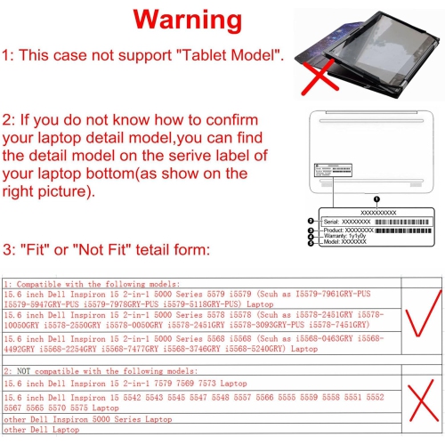 Protective Case Cover for 15.6" Dell Inspiron 15 2-in-1 5578 5568 5579 i5578 i5568 i5579 Laptop(Warning:Only fit
