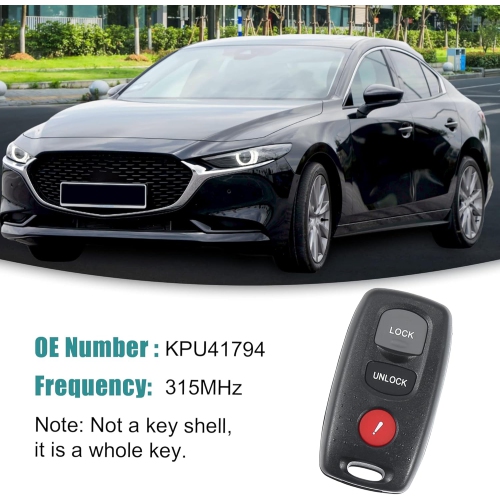 Keyless Entry Remote Key Fob Fit for Mazda 3 - Pack of 1 Black