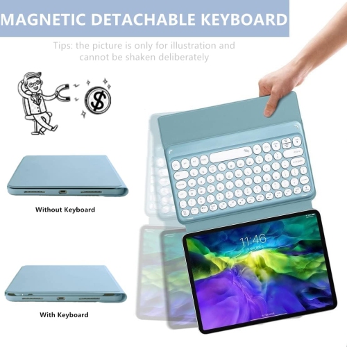 Keyboard Case for Galaxy Tab S6 Lite 2022/2020, Magnetically Detachable Bluetooth Round Key