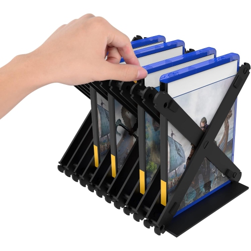 Image 1 of 5.. Discs Storage Box Rack Tower, Foldable PS5 Games Disk Stand Storage Bracket Discs Holder Compatible
