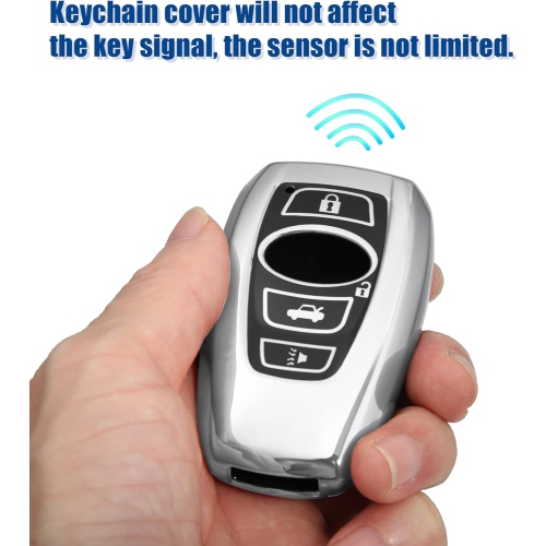 TPU Car Remote Key Fob Cover Fit for Subaru Forester - Pack of 1 Silver Tone