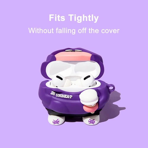 Cute Case Cover Compatible with AirPods Pro with Carabiner Keychain Hook,Funny Kawaii 3D Soft Silicone