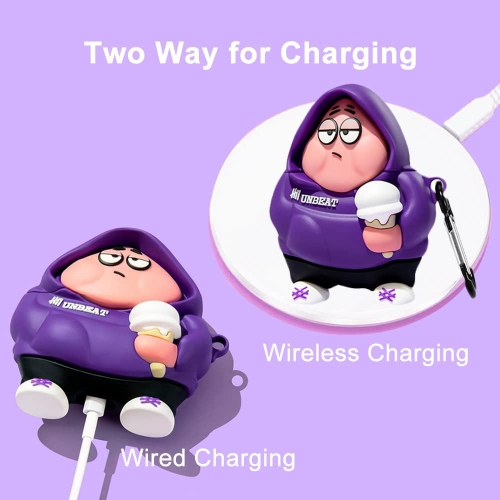 Cute Case Cover Compatible with AirPods Pro with Carabiner Keychain Hook,Funny Kawaii 3D Soft Silicone