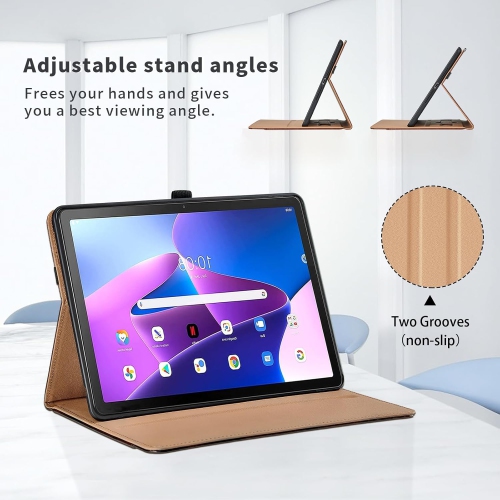 Case for Lenovo Tab M10 Plus 3rd Gen 2022 10.6 inch - [Hand Strap] Multi-Angle Viewing Stand PU Leather Tablet Case