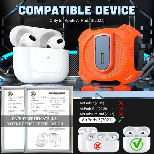 for AirPods 3 Generation case, 2024 New Space-Themed Protective case. Compatible with Airpods 3, [Orange]
