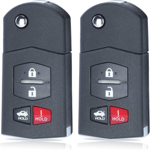 2 Pieces Flip Remote Car Key Fob Case Cover Shell Housing Replacement 4 Buttons for Mazda 3 5 RX-8 CX-7 CX-9